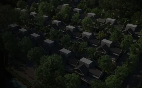 Aerial view of modern villas for sale in Manjeri surrounded by lush greenery and well-planned community layout