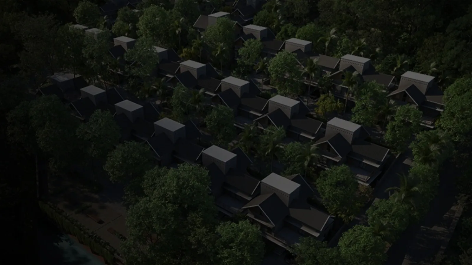 Aerial view of modern villas for sale in Manjeri surrounded by lush greenery and well-planned community layout