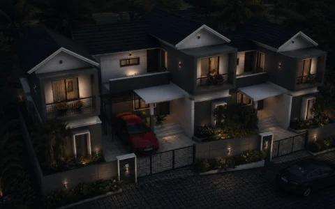 Premium gated community villas in Manjeri with modern architecture and landscaped surroundings